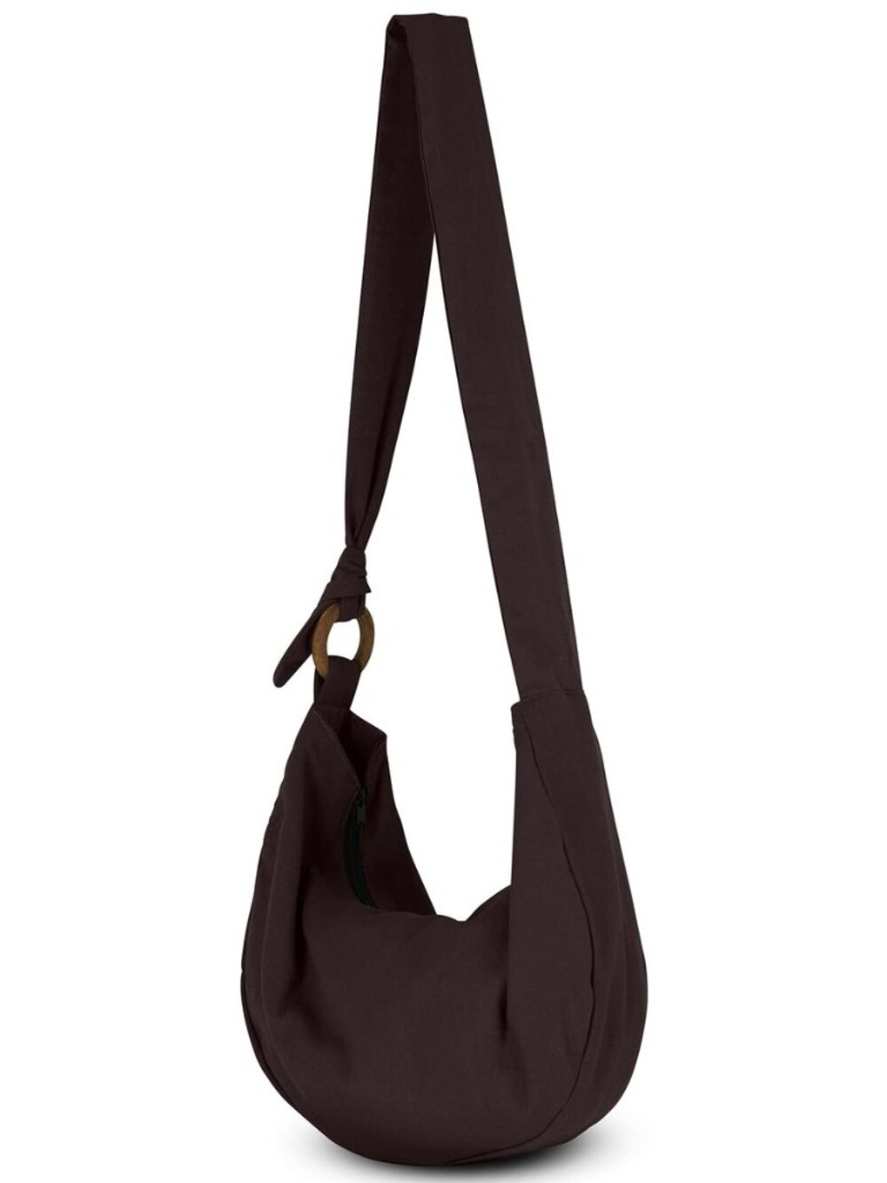 Hobo Crossbody Bag for Women – Handmade Cotton Boho Purse with Wooden Ring